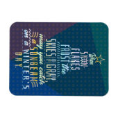 冬の休日クリスマスツリー雪のフレークの詩 マグネット (横)