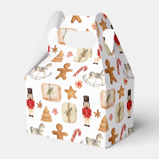 冬の休日クリスマスナツクラッカークッキーパターン フェイバーボックス (正面サイド)
