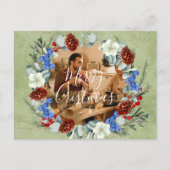 冬の休日クリスマスフォトフレームBerry Pine ポストカード (正面)