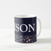 冬の休日バラ金ゴールド雪片名文字 コーヒーマグカップ (正面右)