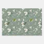 冬の休日パターン緑の水の色ホリー ラッピングペーパーシート (正面3)