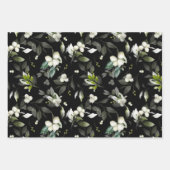 冬の休日パターン緑の水の色ホリー ラッピングペーパーシート (正面2)