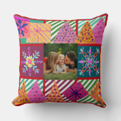 冬の休日パッチワーク写真 クッション (正面)
