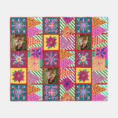 冬の休日パッチワーク写真 フリースブランケット (正面(横))