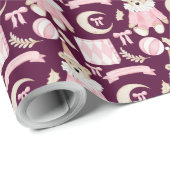 冬の休日ピンクは子供のパターンを支える ラッピングペーパー (ロールコーナー)