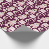 冬の休日ピンクは子供のパターンを支える ラッピングペーパー (角)