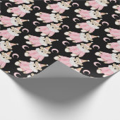 冬の休日ピンクは子供のパターンを支える ラッピングペーパー (角)