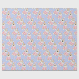 冬の休日ピンクは子供のパターンを支える ラッピングペーパー