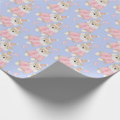 冬の休日ピンクは子供のパターンを支える ラッピングペーパー (角)