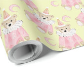 冬の休日ピンクは子供のパターンを支える ラッピングペーパー (ロールコーナー)