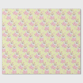 冬の休日ピンクは子供のパターンを支える ラッピングペーパー