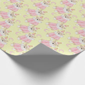 冬の休日ピンクは子供のパターンを支える ラッピングペーパー (角)