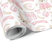 冬の休日ピンクは子供のパターンを支える ラッピングペーパー (ロールコーナー)