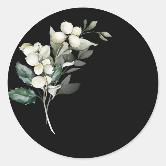 冬の休日ホリー白い枝の緑のウォータコール ラウンドシール (正面)