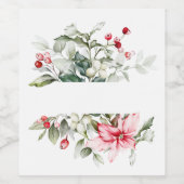 冬の休日ホリーRED BERRYの枝 ワインラベル (シングルラベル)