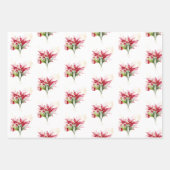 冬の休日レッドポインセチア・ベリー ラッピングペーパーシート (正面3)