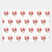 冬の休日レッドポインセチア・ベリー ラッピングペーパーシート (正面2)