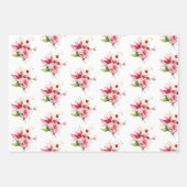 冬の休日レッドポインセチア・ベリー ラッピングペーパーシート (正面)