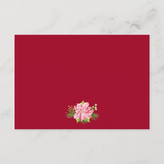 冬の休日結婚の水の色フローラ エンクロージャーカード (裏面)