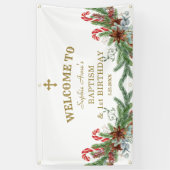 冬の休日1th誕生日バプテスムウェルカムサイン 横断幕 (縦)