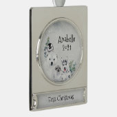 冬の休日Arctic Animal 1stクリスマス シルバープレートバナーオーナメント (右)