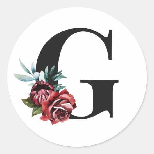 冬の休暇のイニシャルステッカー文字G ラウンドシール (正面)