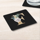 冬の休暇のイニシャル　文字F スクエアペーパーコースター (アングル)