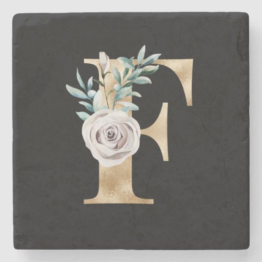 冬の休暇のイニシャル　文字F ストーンコースター (正面)