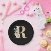 冬の休暇のイニシャル　文字R ペーパープレート (パーティー)