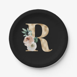 冬の休暇のイニシャル　文字R ペーパープレート