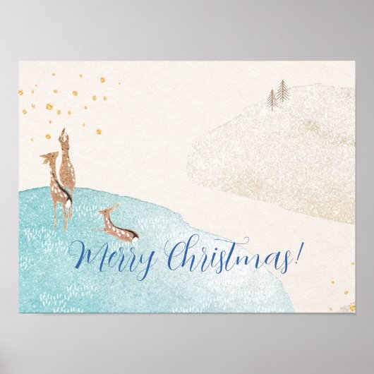 冬の休暇のトナカイ ポスター (正面)