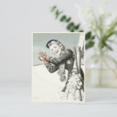 冬の休暇のプリントが付いているヴィンテージの郵便はがき ポストカード (スタンド正面)