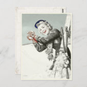 冬の休暇のプリントが付いているヴィンテージの郵便はがき ポストカード (正面/裏面)