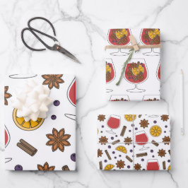 冬の休暇は赤ワインとスパイスを混ぜた ラッピングペーパーシート