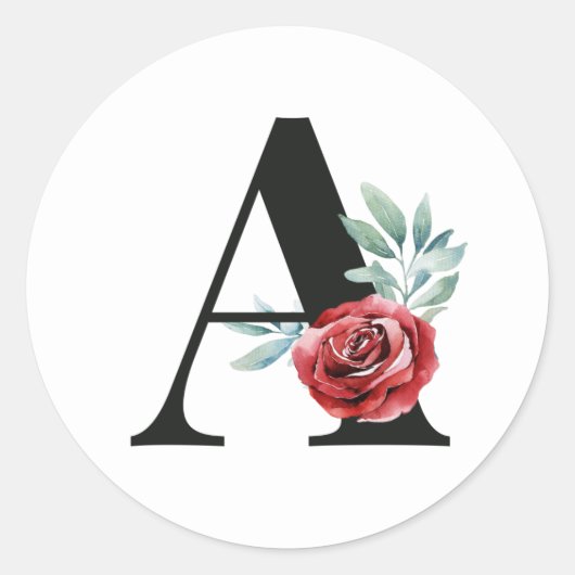 冬の休暇イニシャルステッカー文字A ラウンドシール (正面)