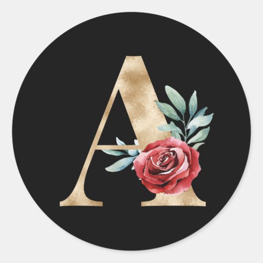 冬の休暇イニシャルステッカー文字A ラウンドシール (正面)