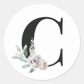 冬の休暇イニシャルステッカー文字C ラウンドシール (正面)