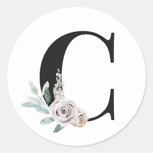 冬の休暇イニシャルステッカー文字C ラウンドシール (正面)