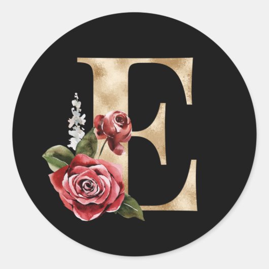 冬の休暇イニシャルステッカー文字E ラウンドシール (正面)