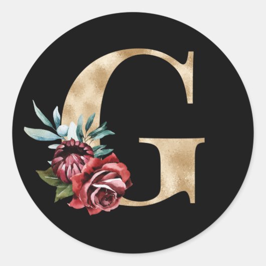冬の休暇イニシャルステッカー文字G ラウンドシール (正面)