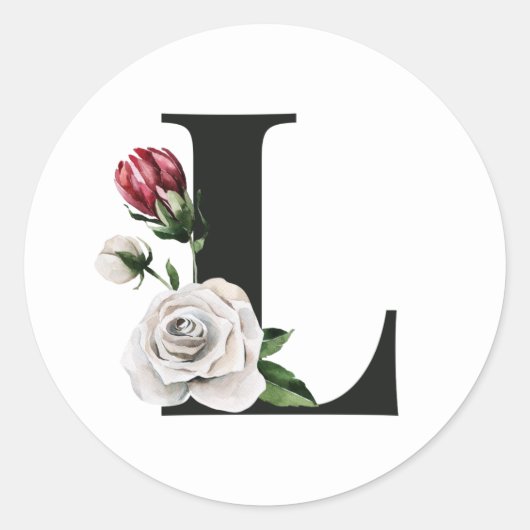 冬の休暇イニシャルステッカー文字L ラウンドシール (正面)