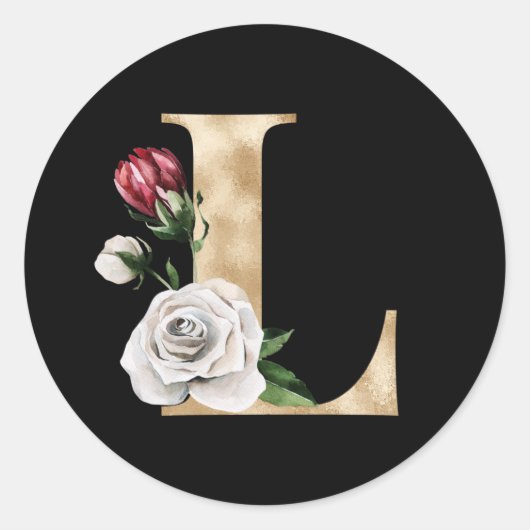 冬の休暇イニシャルステッカー文字L ラウンドシール (正面)