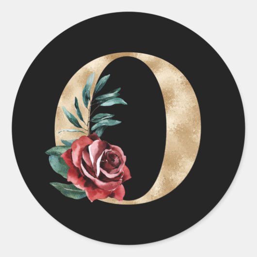 冬の休暇イニシャルステッカー文字O ラウンドシール (正面)