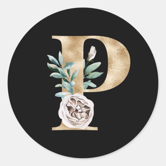 冬の休暇イニシャルステッカー文字P ラウンドシール (正面)