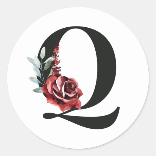 冬の休暇イニシャルステッカー文字Q ラウンドシール (正面)