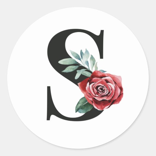 冬の休暇イニシャルステッカー文字S ラウンドシール (正面)