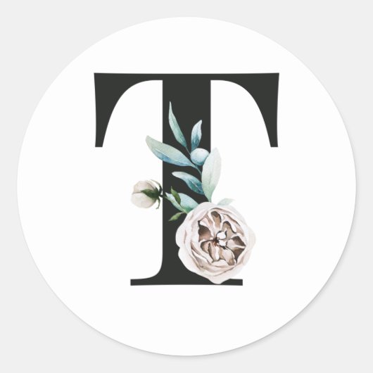 冬の休暇イニシャルステッカー文字T ラウンドシール (正面)