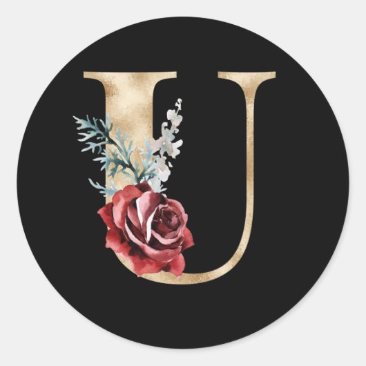 冬の休暇イニシャルステッカー文字U ラウンドシール (正面)