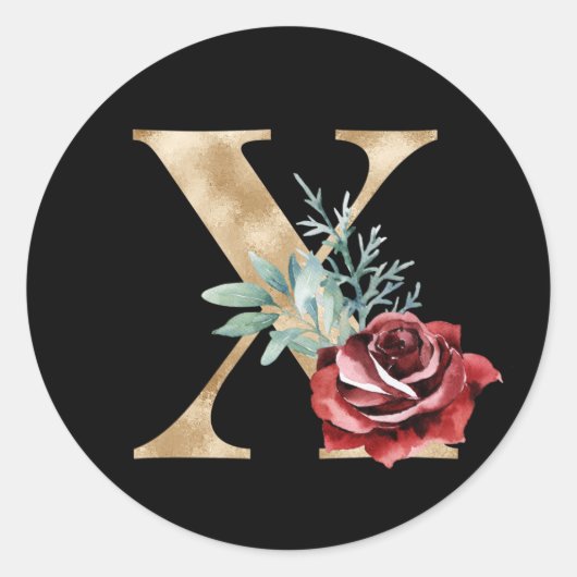 冬の休暇イニシャルステッカー文字X ラウンドシール (正面)