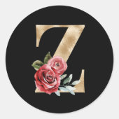 冬の休暇イニシャルステッカー文字Z ラウンドシール (正面)